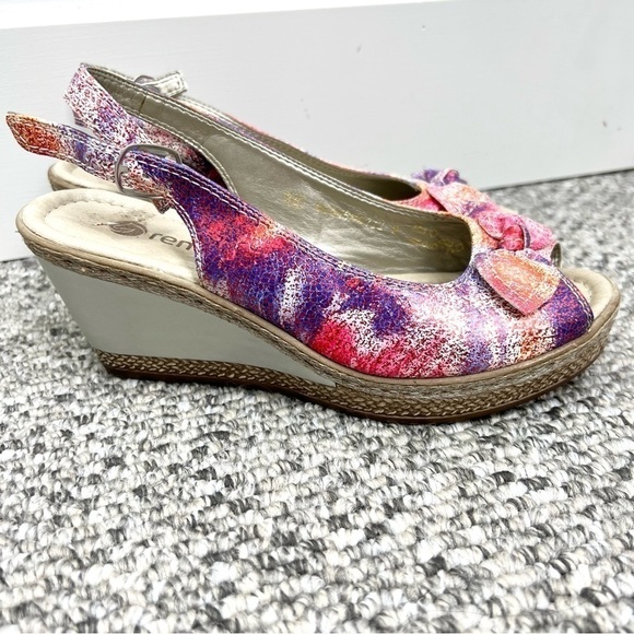 Rieker Remonte pink purple red silver wedge heel leather sandals 38 - Picture 3 of 13